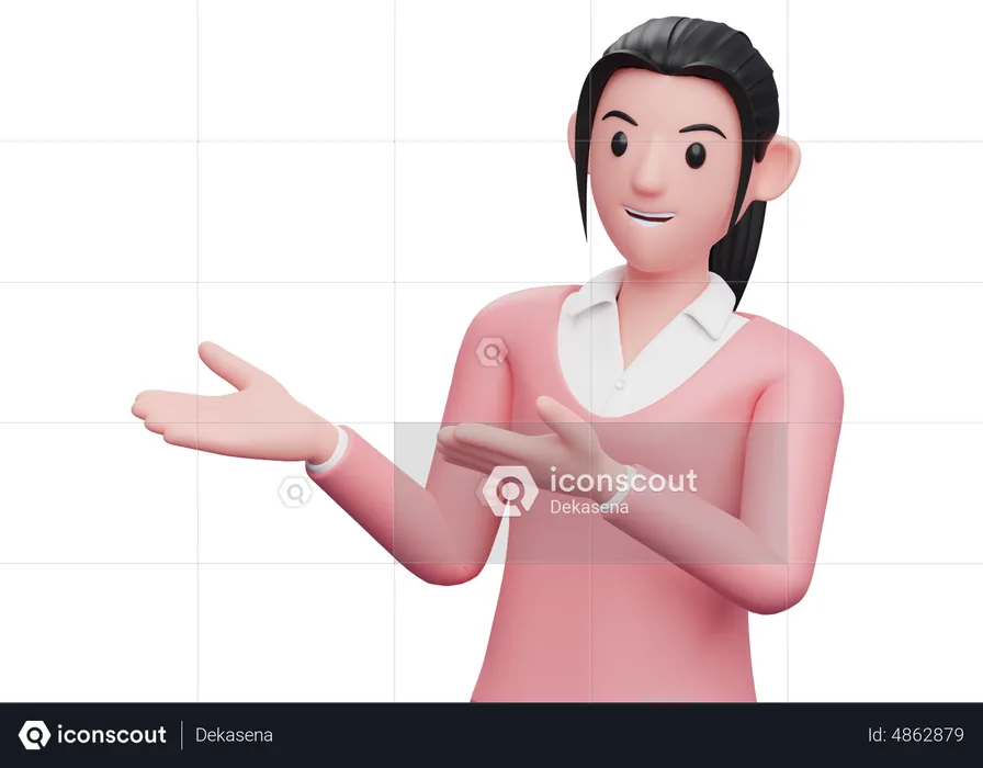Business woman presenting something  3D Illustration