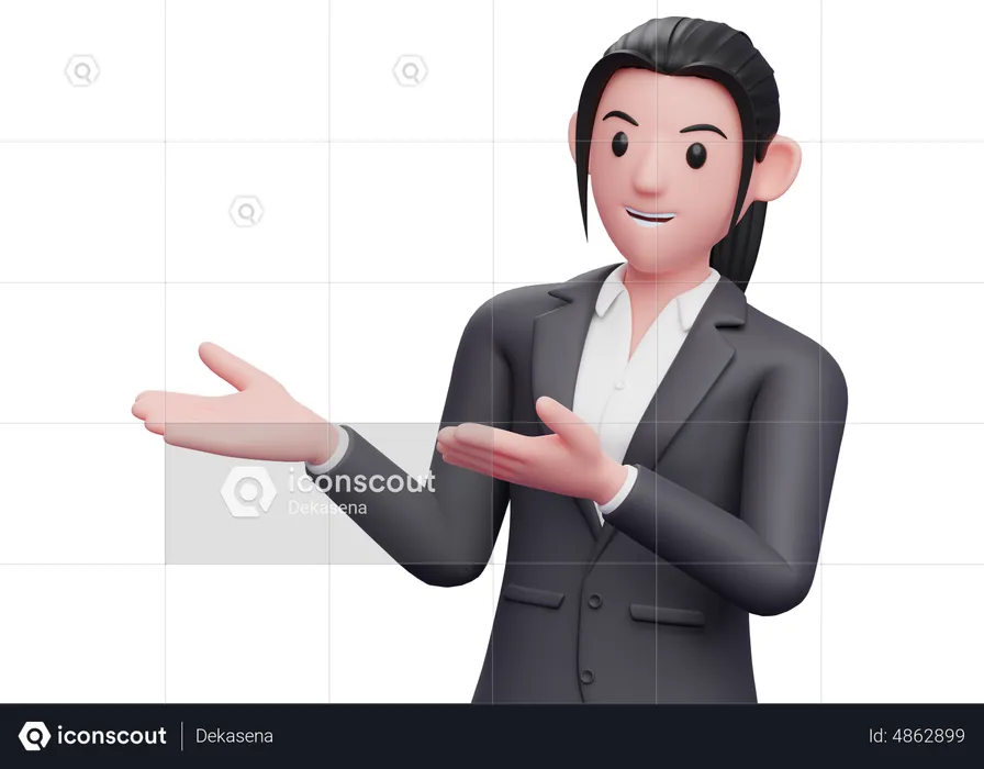 Business woman presenting something  3D Illustration