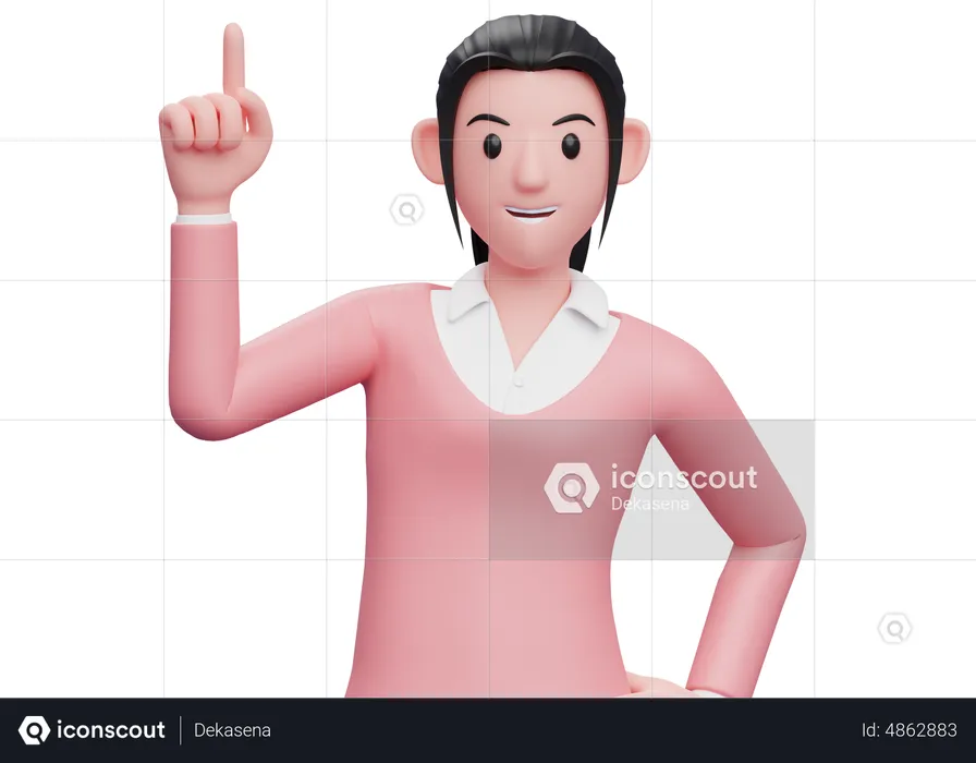 Business woman raising finger  3D Illustration