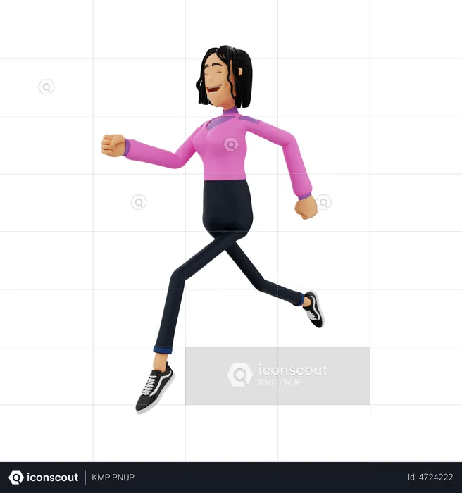 Business Woman Running  3D Illustration