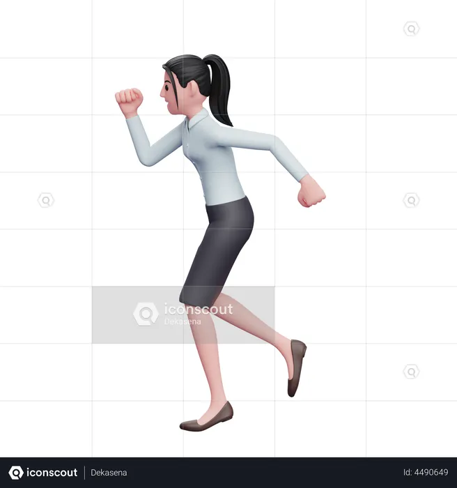 Business Woman Running In A Hurry  3D Illustration