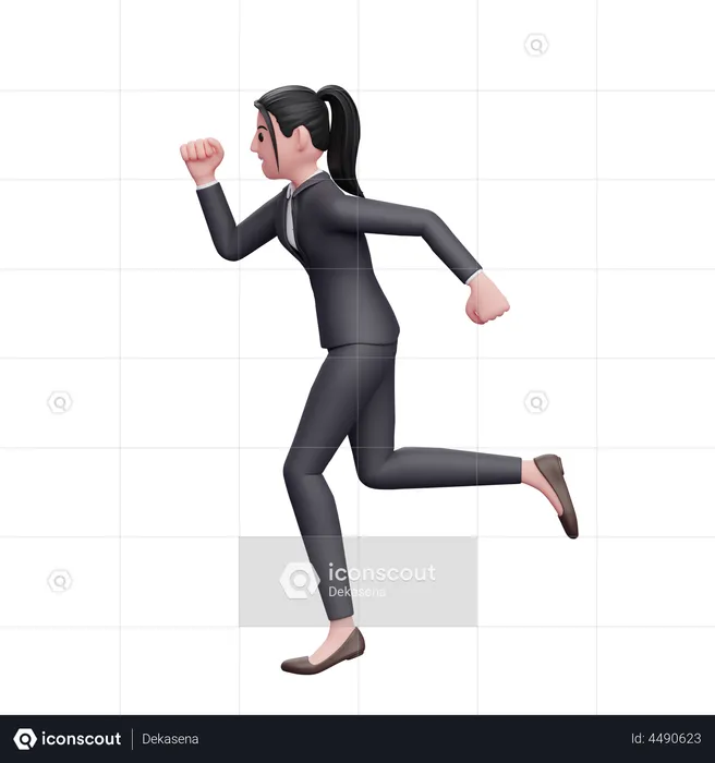 Business Woman Running  3D Illustration
