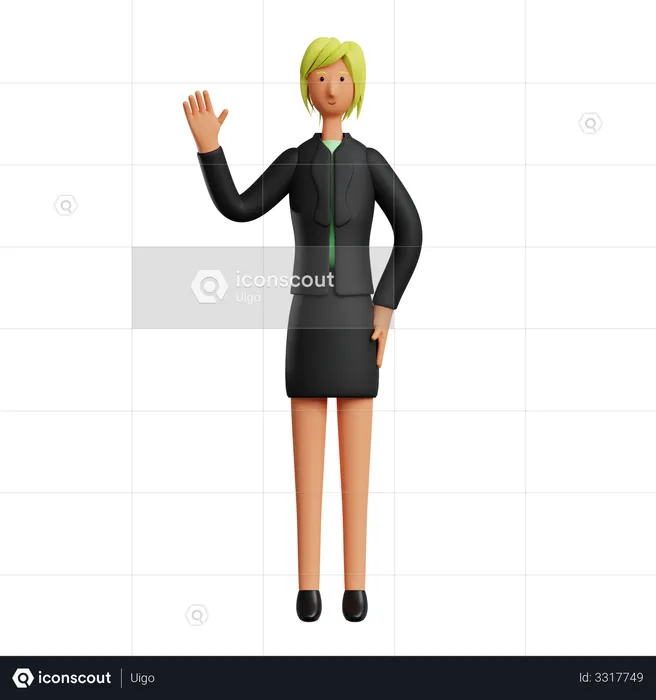 Business woman say Hello  3D Illustration