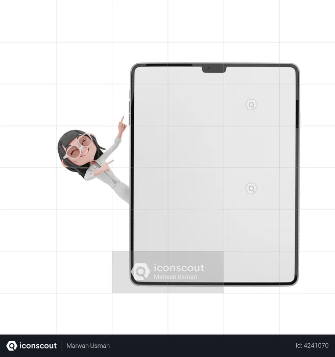 Business woman showing blank tablet screen  3D Illustration