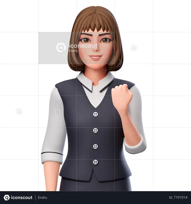 Business Woman Showing Fist Hand Gesture Using Right Hand  3D Illustration