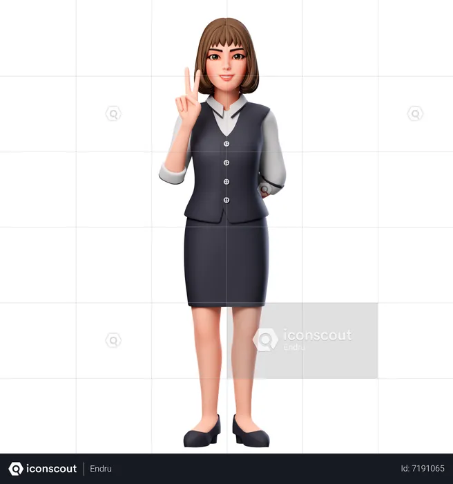 Business Woman Showing Peach Hand Gesture Using Left Hand  3D Illustration