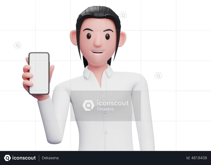 Business woman showing phone screen  3D Illustration