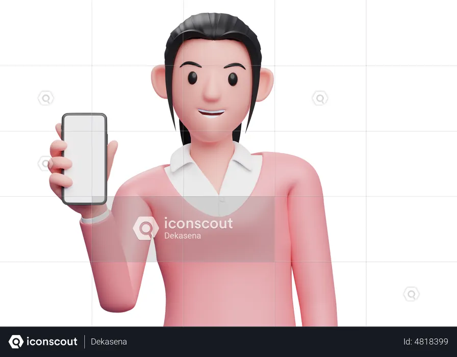 Business woman showing phone screen  3D Illustration