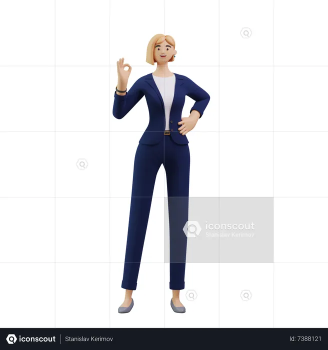 Business Woman Showing super sign  3D Illustration