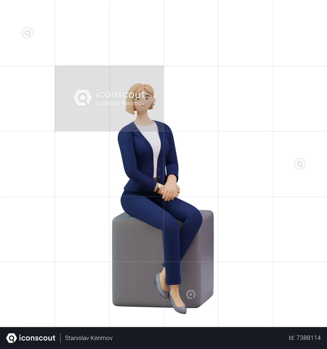 Business woman sitting  3D Illustration