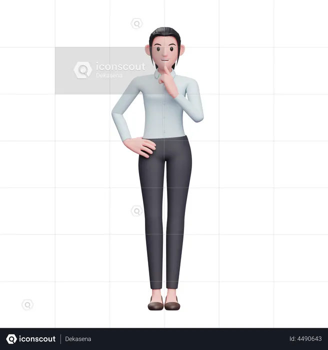 Female employee in doubt  3D Illustration