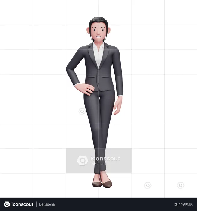 Business Woman Standing With Legs Crossed  3D Illustration