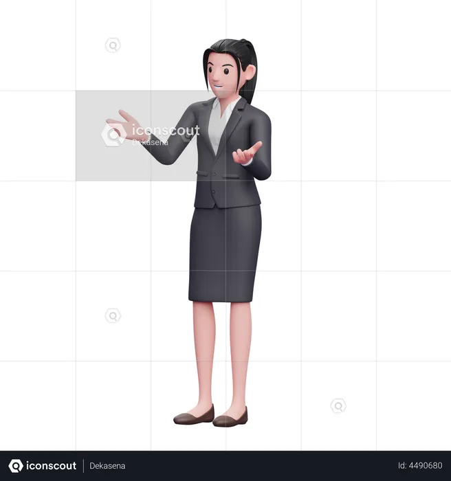 Woman indicating something 3D Illustration download in PNG, OBJ or