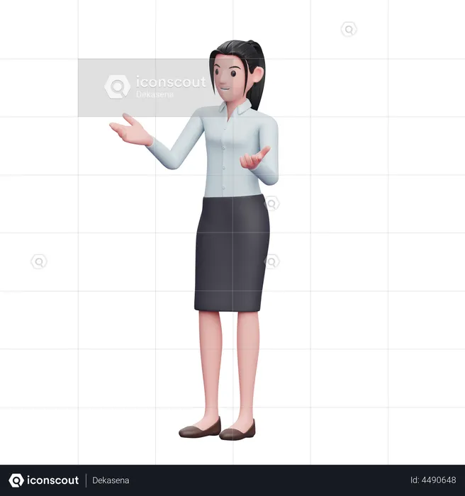 Business Woman in Talking Pose  3D Illustration