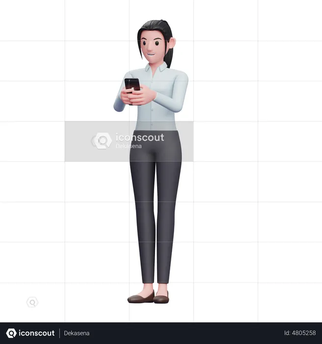 Business woman Typing Message on the Smartphone  3D Illustration