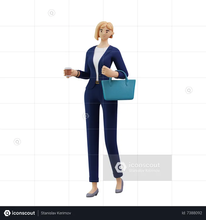 Business woman walking  3D Illustration