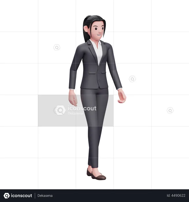 Business Woman Walking Wearing Formal Clothes  3D Illustration