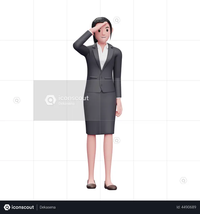 Woman finding something  3D Illustration
