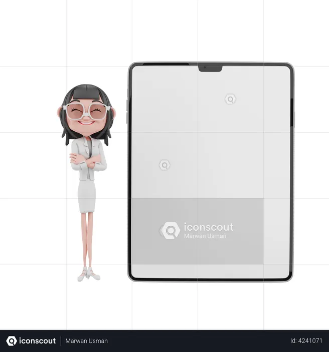 Business woman with blank tablet screen  3D Illustration