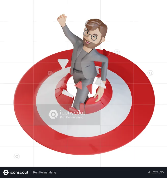 Businessman achieved target successfully  3D Illustration