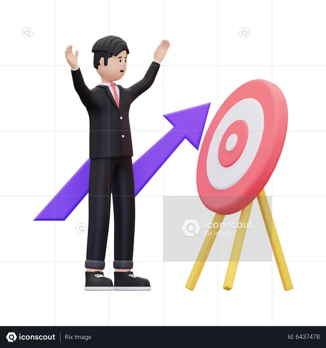 Businessman Achieving Goal  3D Illustration