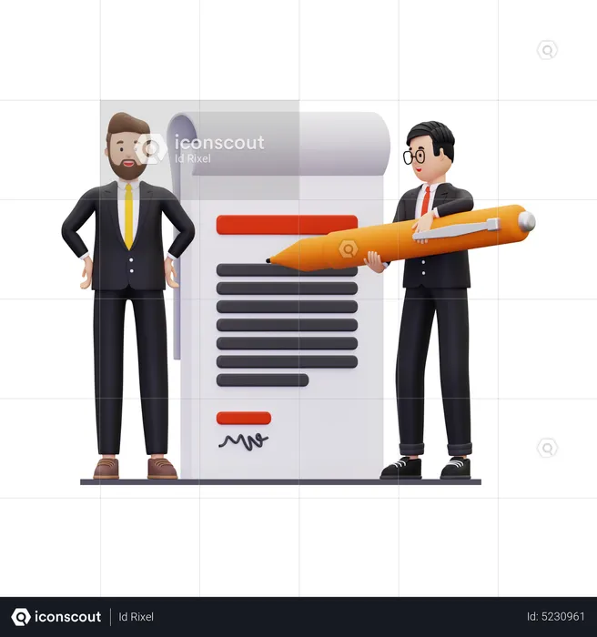 Businessman agree to sign a cooperation  3D Illustration