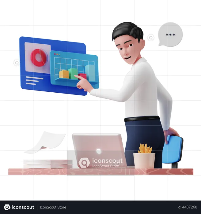 Businessman analyzing data  3D Illustration