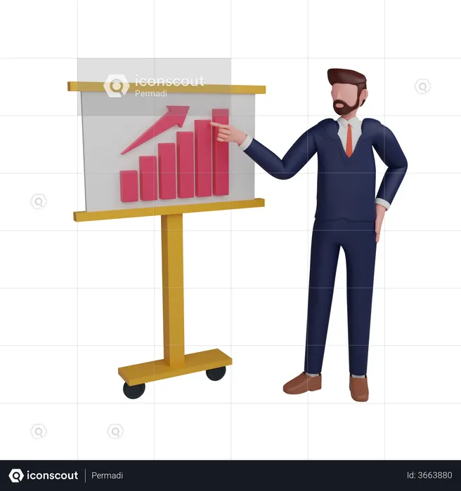 Businessman analyzing growth charts  3D Illustration