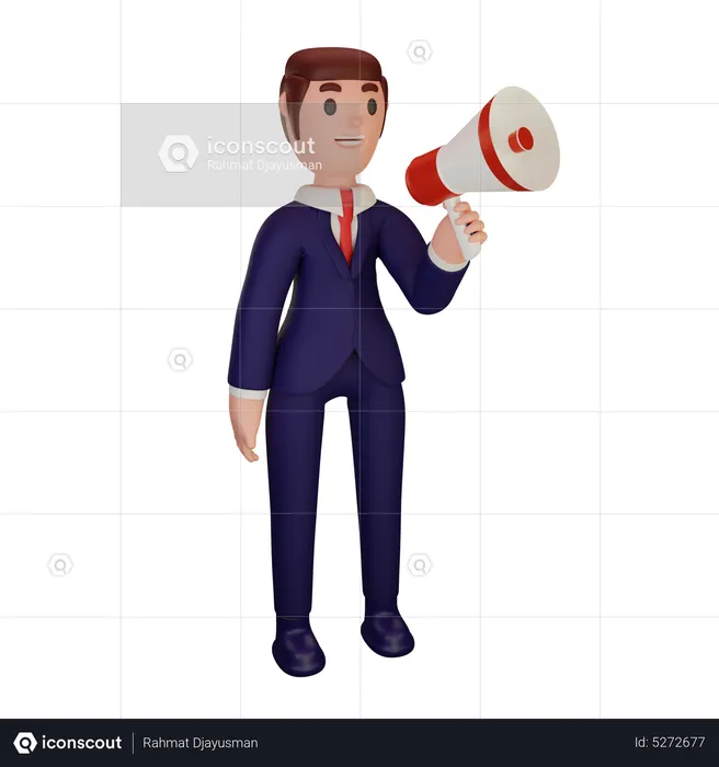 Businessman Announcement  3D Illustration