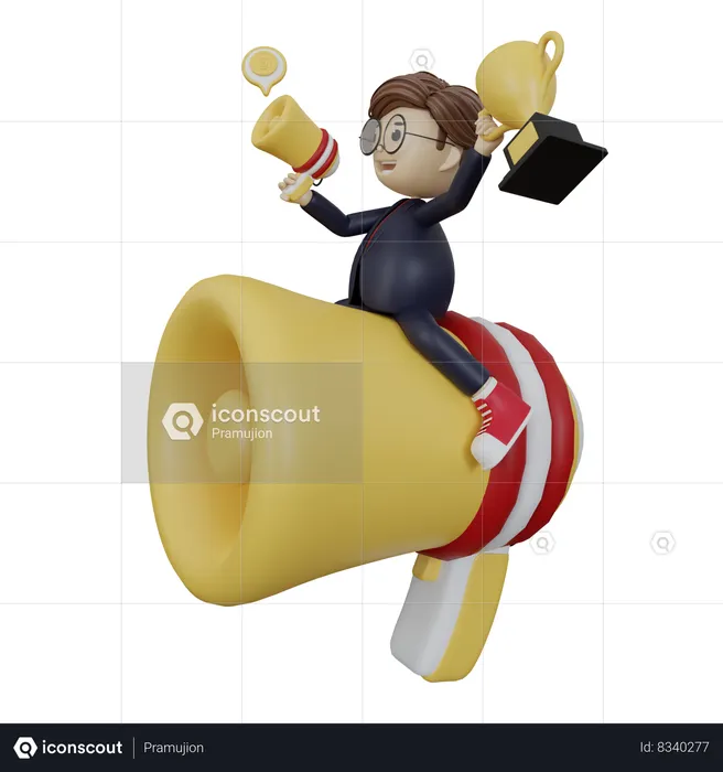 Businessman announcing business success  3D Illustration