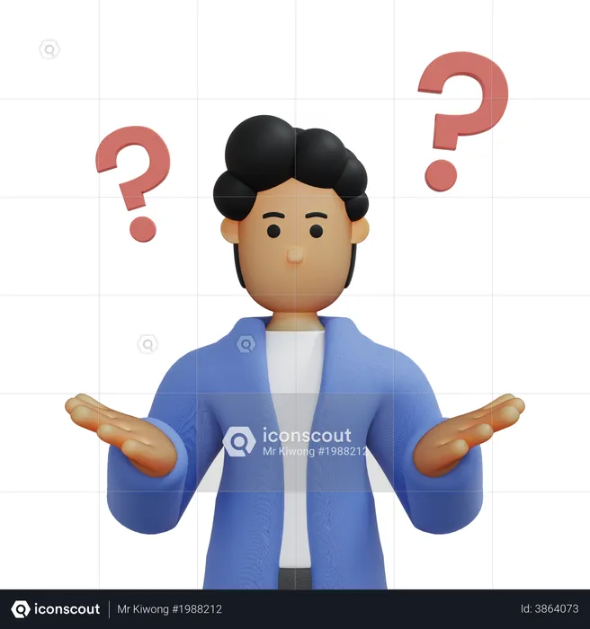 Businessman asking doubt  3D Illustration