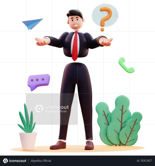 Businessman asking question  3D Illustration