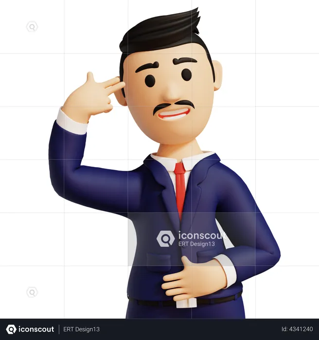 Businessman Bang Head  3D Illustration