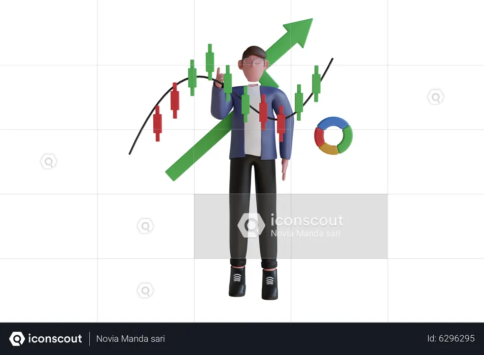 Businessman buying or selling shares, investing in stock market from mobile phone  3D Illustration
