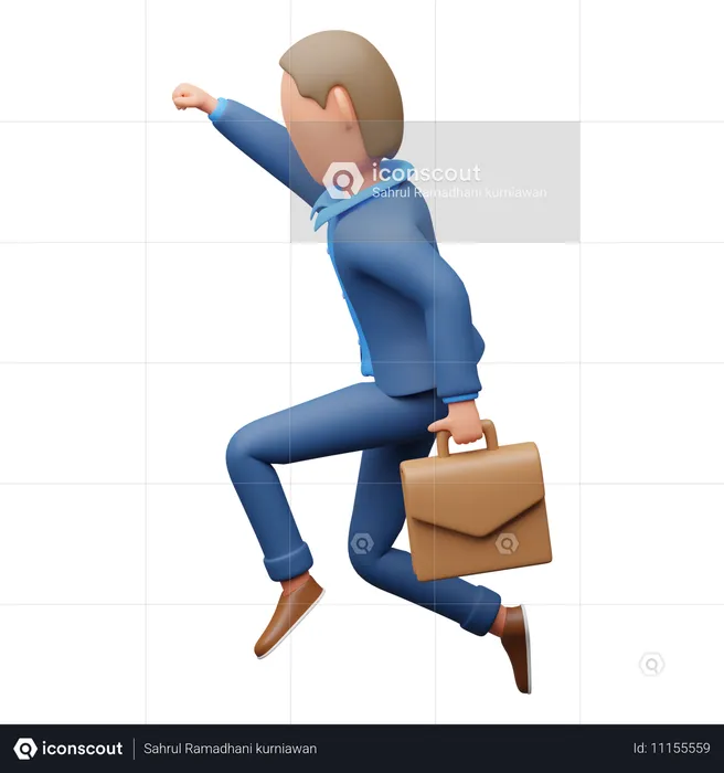 Businessman Carrying Luggage  3D Illustration