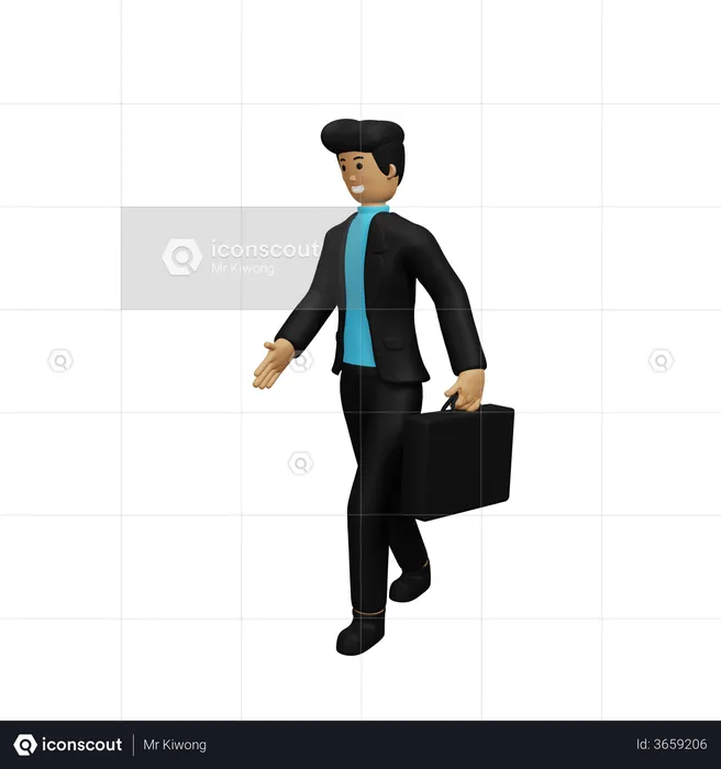 Businessman carrying the briefcase and going to office  3D Illustration