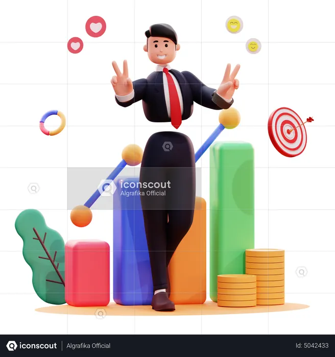 Businessman celebrate investment growth  3D Illustration