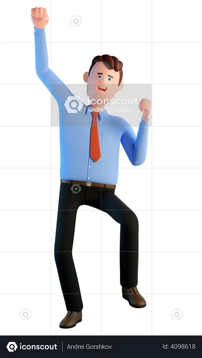 Businessman celebrating a victory  3D Illustration