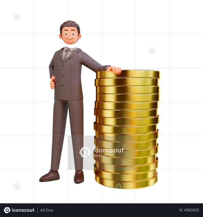 Businessman celebrating business profit  3D Illustration