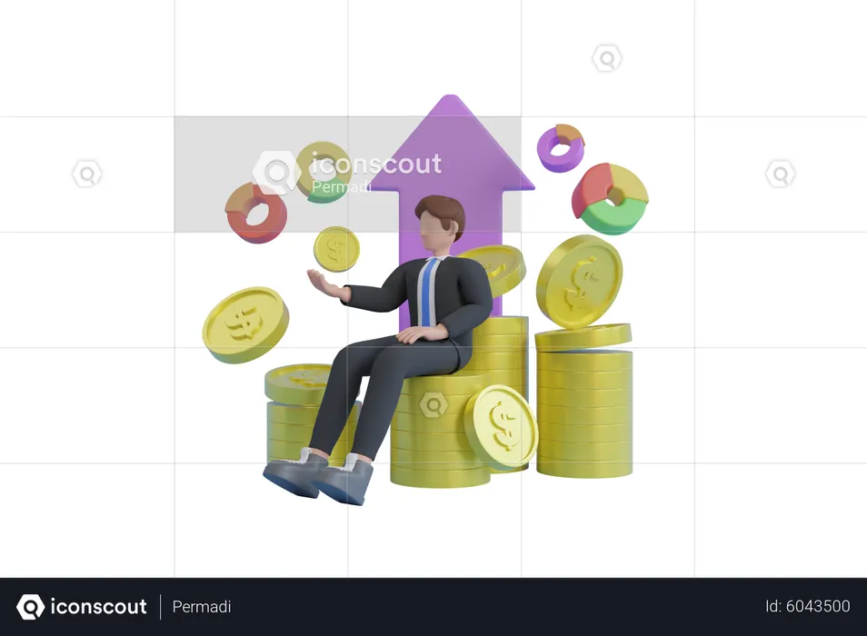 Businessman celebrating profit  3D Illustration