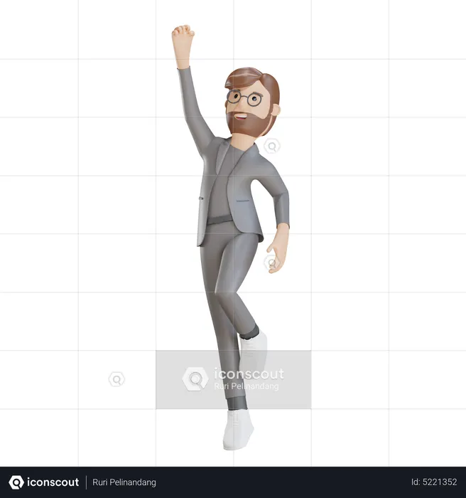 Businessman celebrating success  3D Illustration