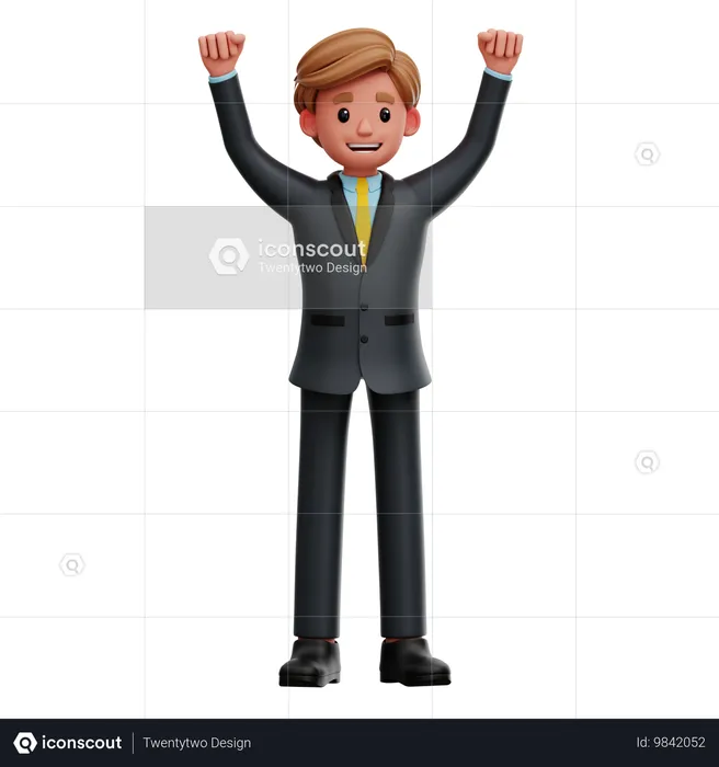 Businessman Celebrating Success  3D Illustration