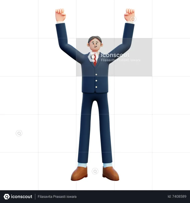 Businessman Celebrating Success  3D Illustration