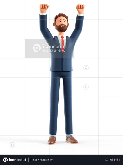 Businessman celebrating success  3D Illustration