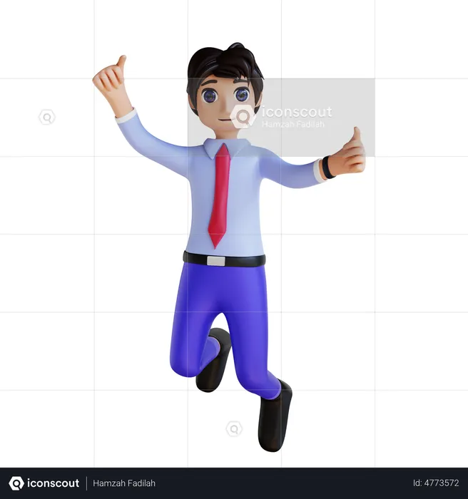 Businessman Celebrating Victory  3D Illustration