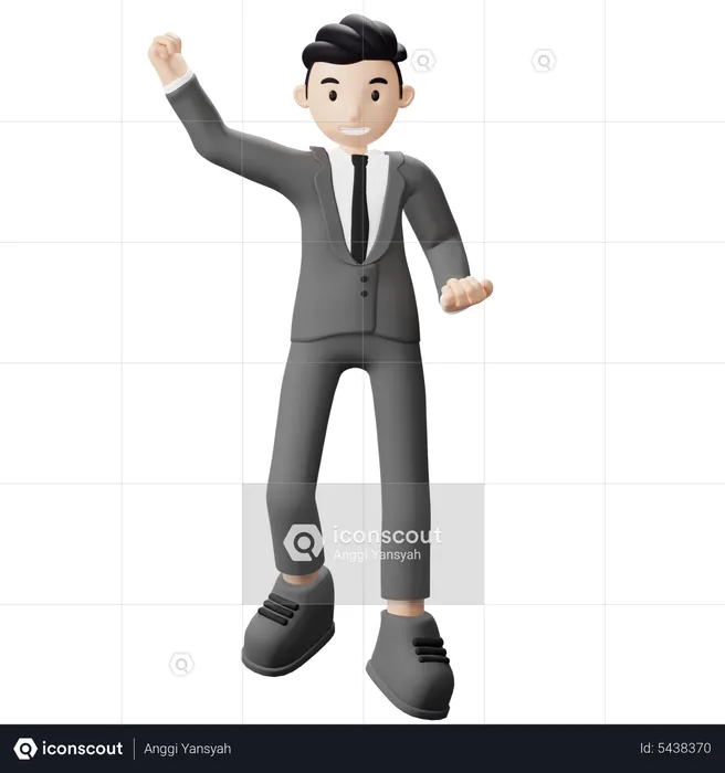 Businessman celebrating win  3D Illustration