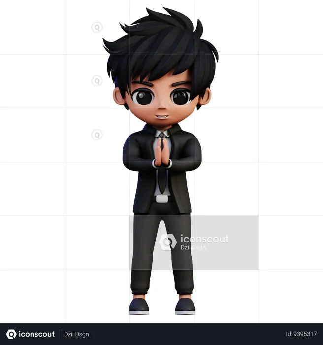 Businessman Character Apologize  3D Illustration