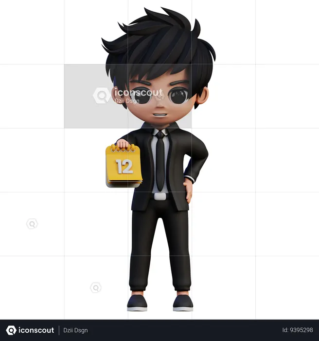 Businessman Character Bring A Calendar  3D Illustration