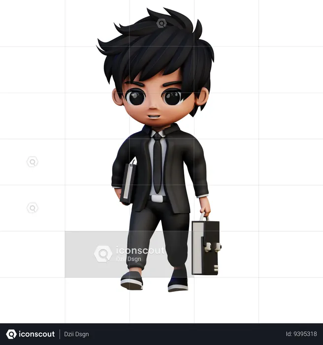 Businessman Character Goes Work  3D Illustration