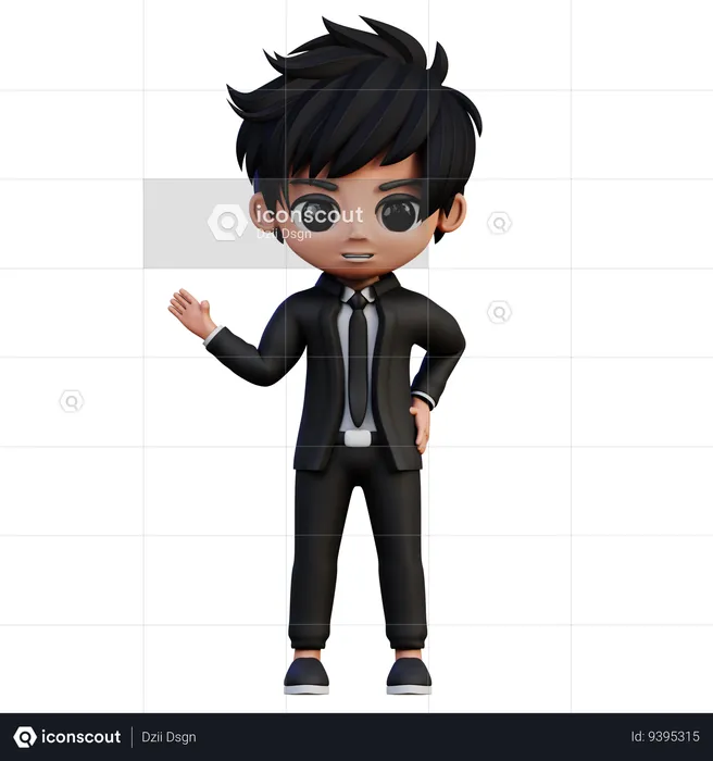 Businessman Character Presenting  3D Illustration